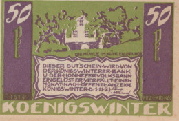 50 PFENNIG 1921 Stadt KoNIGSWINTER Rhine DEUTSCHLAND Notgeld Banknote #PF534 - [11] Local Banknote Issues