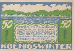 50 PFENNIG 1921 Stadt KoNIGSWINTER Rhine DEUTSCHLAND Notgeld Banknote #PF499 - [11] Local Banknote Issues