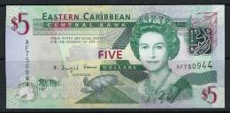 East Caribbean 2008 Banknotes 5 Dollars P-47a Queen Elizabeth II UNC - East Carribeans