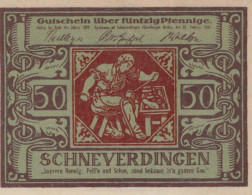 50 PFENNIG 1921 Stadt SCHNEVERDINGEN Hanover UNC DEUTSCHLAND Notgeld #PH962 - Lokale Ausgaben