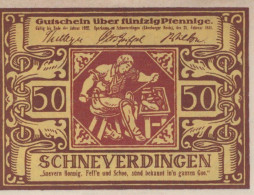 50 PFENNIG 1921 Stadt SCHNEVERDINGEN Hanover UNC DEUTSCHLAND Notgeld #PH961 - Lokale Ausgaben