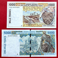 N°82 BILLETS DE 1000 & 5000 FRANCS COTE D'IVOIRE NEUF/UNC & Pr NEUF/aUNC - Côte D'Ivoire