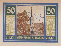 50 PFENNIG 1921 Stadt SCHAALA Thuringia UNC DEUTSCHLAND Notgeld Banknote #PI960 - Lokale Ausgaben