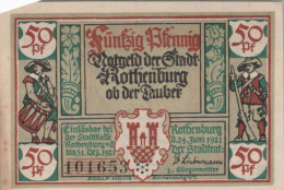 50 PFENNIG 1921 Stadt ROTHENBURG OB DER TAUBER Bavaria UNC DEUTSCHLAND #PH327 - Lokale Ausgaben