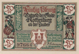 50 PFENNIG 1921 Stadt ROTHENBURG OB DER TAUBER Bavaria DEUTSCHLAND #PD549 - Lokale Ausgaben