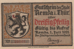50 PFENNIG 1921 Stadt REMDA Thuringia UNC DEUTSCHLAND Notgeld Banknote #PH322 - Lokale Ausgaben