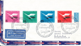Germany Cover With Complete Set LUFTHANSA 1-4-1955 Eröffnungsflug Frankfurt (MAIN) Flughafen Deutsche Lufthansa - Aviones