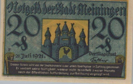 50 PFENNIG 1921 Stadt MEININGEN Thuringia UNC DEUTSCHLAND Notgeld #PH986 - Lokale Ausgaben