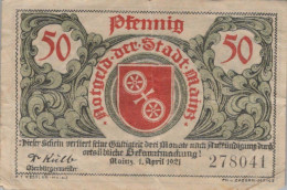 50 PFENNIG 1921 Stadt MAINZ Hesse DEUTSCHLAND Notgeld Banknote #PG482 - [11] Emisiones Locales