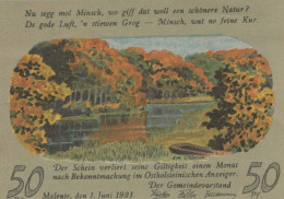 50 PFENNIG 1921 Stadt MALENTE-GREMSMÜHLEN Oldenburg DEUTSCHLAND Notgeld #PD433 - [11] Emisiones Locales