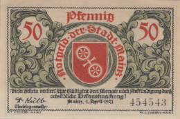 50 PFENNIG 1921 Stadt MAINZ Hesse DEUTSCHLAND Notgeld Banknote #PG416 - Lokale Ausgaben