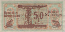 50 PFENNIG 1922 Stadt NEUMÜHLEN-DIETRICHSDORF DEUTSCHLAND #PG259 - [11] Lokale Uitgaven