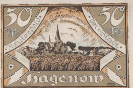 50 PFENNIG 1922 Stadt HAGENOW Mecklenburg-Schwerin DEUTSCHLAND Notgeld #PJ137 - Lokale Ausgaben