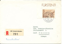 Liechtenstein Registered Cover Sent To Switzerland 29-8-1974 Single Franked - Briefe U. Dokumente