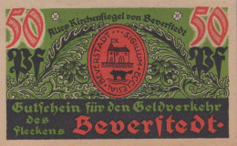 50 PFENNIG 1922 Stadt BEVERSTEDT Hanover DEUTSCHLAND Notgeld Banknote #PF811 - [11] Emisiones Locales