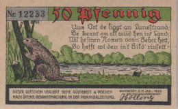 50 PFENNIG 1922 Stadt BEVERSTEDT Hanover UNC DEUTSCHLAND Notgeld Banknote #PA209 - Lokale Ausgaben