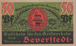 50 PFENNIG 1922 Stadt Beverstadt Saxony UNC DEUTSCHLAND Notgeld Banknote #PH963 - [11] Emisiones Locales