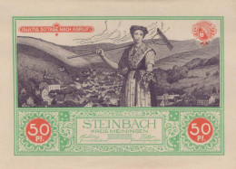 50 PFENNIG 1921 STEINBACH BEI BAD LIEBENSTEIN Thuringia UNC DEUTSCHLAND #PI974 - [11] Local Banknote Issues