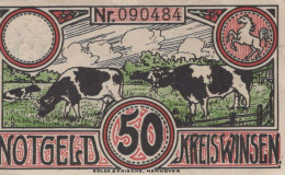 50 PFENNIG 1921 Stadt WINSEN Hanover UNC DEUTSCHLAND Notgeld Banknote #PC358 - [11] Emissions Locales