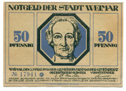 50 Pfennig 1921 STADT WEIMAR DEUTSCHLAND UNC Notgeld Papiergeld Banknote #P10587 - [11] Emissions Locales