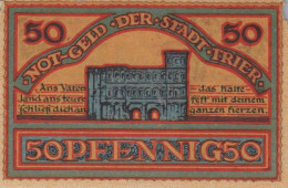 50 PFENNIG 1921 Stadt TRIER Rhine DEUTSCHLAND Notgeld Banknote #PG055 - Lokale Ausgaben