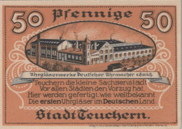 50 PFENNIG 1921 Stadt TEUCHERN Saxony UNC DEUTSCHLAND Notgeld Banknote #PJ049 - [11] Lokale Uitgaven