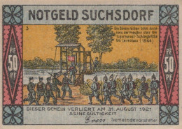 50 PFENNIG 1921 Stadt SUCHSDORF Schleswig-Holstein DEUTSCHLAND Notgeld #PF991 - [11] Local Banknote Issues