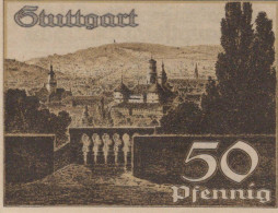 50 PFENNIG 1921 Stadt STUTTGART Württemberg UNC DEUTSCHLAND Notgeld #PC413 - [11] Lokale Uitgaven