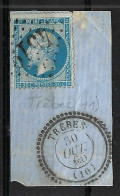 FRANCE Classique, B Obl. CAD Perlés: Trèbes (Aude) Avec PC 4519 Sur Y&T 22 Sur Fragment - 1862 Napoleon III