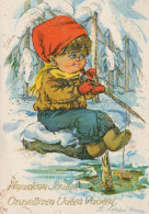 Buon Anno Natale BAMBINO Vintage Cartolina CPSM #PAW776.IT - New Year