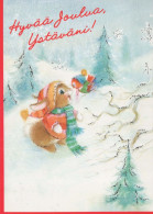 Buon Anno Natale CONIGLIO Vintage Cartolina CPSM #PAV113.IT - New Year