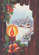 Buon Anno Natale CANDELA Vintage Cartolina CPSM #PAV424.IT - New Year