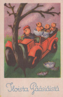 EASTER CHICKEN EGG Vintage Postcard CPA #PKE079.GB - Pâques