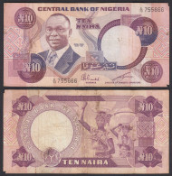Nigeria 10 Naira Banknote (1979-84) Pick 21c Sig.6 F (4)    (25506 - Andere - Afrika