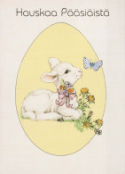 EASTER RAM FLOWERS Animals Vintage Postcard CPSM #PBS968.GB - Pâques