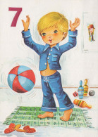 HAPPY BIRTHDAY 7 Year Old BOY CHILDREN Vintage Postal CPSM #PBT772.GB - Cumpleaños