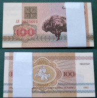 Weißrussland - Belarus 100 Rubel 1992 UNC Pick Nr. 8 -  BUNDLE á 100 Stück Bison - Other - Europe