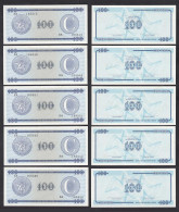 Kuba - Cuba 5 Stück á 100 Peso FEC 1985 Pick FX17 UNC (1)  (89096 - Sonstige – Amerika