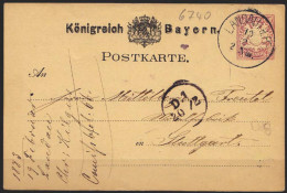 Bayern 1883 Ganzsache 5 Pfg. Landau Nach Stuttgart   (6916 - Entiers Postaux