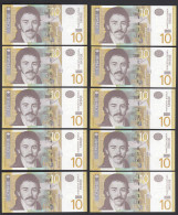 Serbien - Serbia 10 Stück á 10 Dinara Banknote Pick 46a UNC (1)  (89102 - Servië
