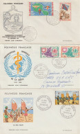 FT 33 . Polynésie Française . Papeete .Tahiti .1er Jour . Oblitération . 3 Enveloppes Illustrées . 1964, 1966 Et 1968 . - Covers & Documents