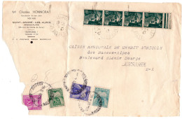 1947 " HONNORAT Notaire à St ANDRE Les ALPES " Sur Gandon 4 X 2f Vert + Taxes Gerbes 2f + 1f + 50c  +30c ( état ) - Briefe U. Dokumente