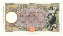 500 LIRE CAPRANESI MIETITRICE TESTINA FASCIO ROMA 11/06/1940 BB/SPL - Andere