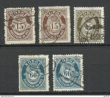 NORWAY 1909-1920 - Posthorn, 5 Stamps, O - Gebruikt