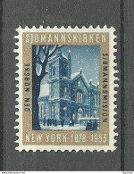 NORWAY 1953 Norwegian Sea Men Church Kirche In USA New York Advertising Poster Stamp (*) - Vignetten (Erinnophilie)