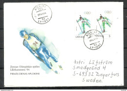 LETTLAND Latvia 1994 Illustrated Cover With Stamps Mi 364 Olympic Games Lillehammer Norway - Invierno 1994: Lillehammer