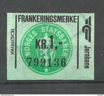 NORWAY Railway Packet Stamp 1 Kr. O - Paquetes Postales