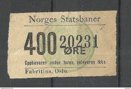 NORWAY Railway Packet Stamp 400 √∂re - Colis Postaux