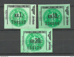 NORWAY Railway Packet Stamps, 3 Pcs - Parcel Post