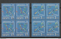 ESTLAND Estonia 1994 Michel 221 - 222 As 4-blocks MNH Olympic Games Olympische Spiele Lillehammer Norway - Winter 1994: Lillehammer